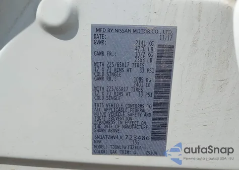 2018 Nissan Rogue S z USA, uszkodzony, nr VIN 5N1AT2MV4JC723486